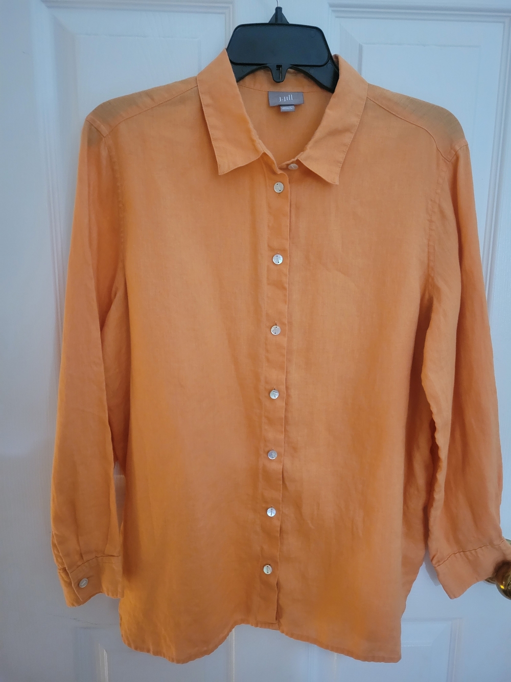 J. Jill Women's 100% Linen Oversized Button-Down Shirt in Orange